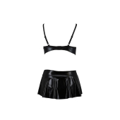Комплект білизни під латекс Passion DEBY SET XXL/XXXL, black, ліф, мініспідничка, стрінги