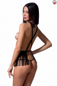 Комплект білизни Passion Exclusive INDRA SET OpenBra XXL/XXXL, black, стрінги, портупея з бахромою