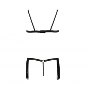 Комплект білизни Passion Exclusive KASSANDRA SET OpenBra L/XL black, ліф з бахроми, трусики-спідниця