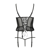 (SALE) Корсет з пажами PERDITA CORSET black L/XL - Passion Exclusive, стрепи, трусики, укорочений
