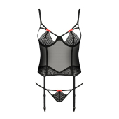 (SALE) Корсет з пажами PERDITA CORSET black L/XL - Passion Exclusive, стрепи, трусики, укорочений