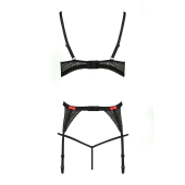 Комплект білизни PERDITA SET black XXL/XXXL - Passion Exclusive: стрепи: ліф, стрінги і пояс для пан