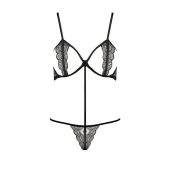 Комплект білизни Passion Exclusive QUENTRIS BIKINI S/M, black, стрінги і напіввідкритий ліф