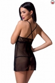Прозора сорочка приталена Passion QUENTRIS CHEMISE S/M, black, трусики
