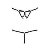 Трусики стрінги зі стреп Passion Exclusive ARMANDA THONG L/XL, black