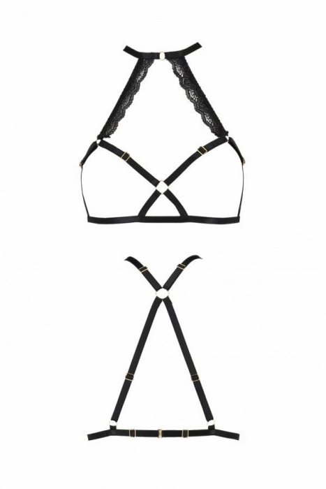 Портупея зі стреп з мереживом Passion Exclusive LORRY BRA L/XL, black