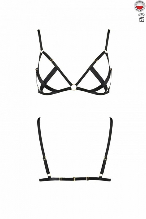 Відкритий бюстгальтер-стрепи Passion Exclusive NICKY BRA S/M, black
