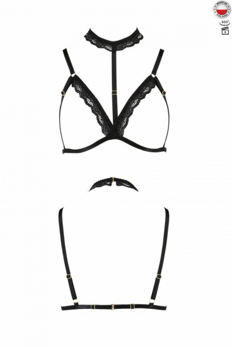 Бюстгальтер-стрепи з чокером Passion Exclusive SHELLY BRA S/M, black