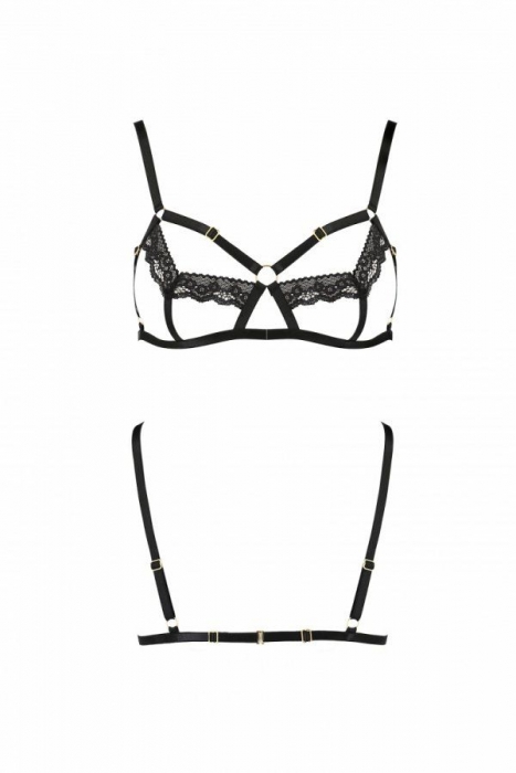 Бюстгальтер-стрепи з мереживом Passion Exclusive SOLON BRA S/M, black