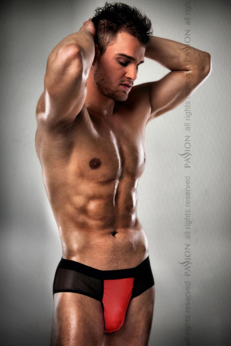 Розпродаж!!! Чоловічі трусики з червоним гульфіком Passion 007 THONG red S/M