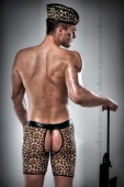 Чоловічий еротичний костюм мисливця Passion 024 SHORT S/M: леопардові шорти-труси та пілотка