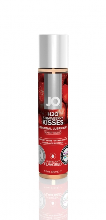 Змазка на водній основі JO H2O — Strawberry Kiss (30 мл) без цукру, рослинний гліцерин