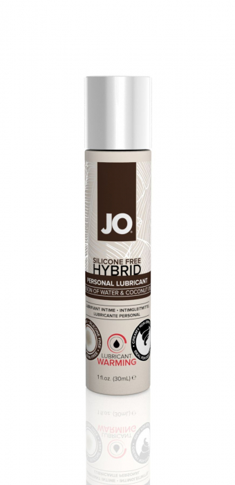 Розігрівальна змазка-крем з кокосовою олією JO Coconut Hybrid WARMING (30 мл) біла
