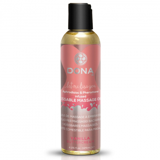 Массажное масло DONA Kissable Massage Oil Vanilla Buttercream (110 мл) можно для оральных ласк