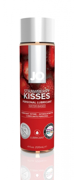 Змазка на водній основі JO H2O — Strawberry Kiss (120 мл) без цукру, рослинний гліцерин