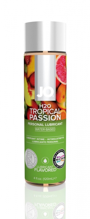 Змазка на водній основі JO H2O — Tropical Passion (120 мл) без цукру, рослинний гліцерин