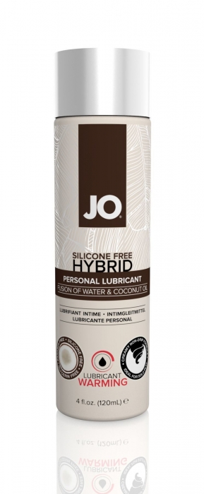 Розігрівальна змазка-крем з кокосовою олією JO Coconut Hybrid WARMING (120 мл) біла