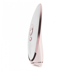 Люксовий вакуумний стимулятор Satisfyer Luxury Pret-a-Porter White зі вставкою з шкіри