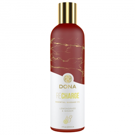 Натуральное массажное масло DONA Recharge — Lemongrass & Gingerl (120 мл) с эфирными маслами