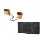Наручники Bijoux Indiscrets MAZE - Wide Cuffs Brown, екошкіра, стильні браслети, подарункова упаковка