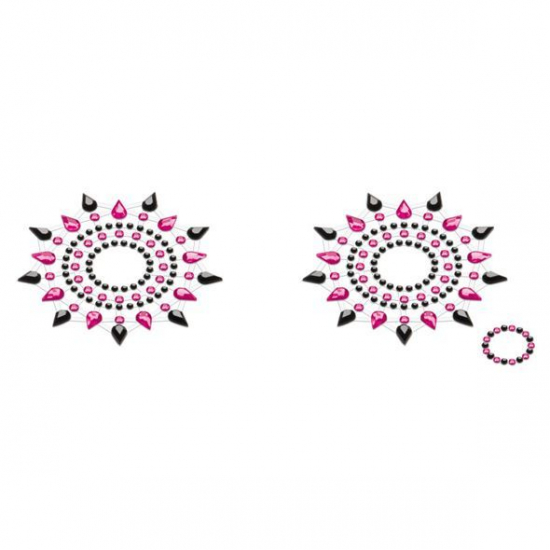 Пестіс з кристалів Petits Joujoux Gloria set of 2 - Black/Pink, прикраса на груди