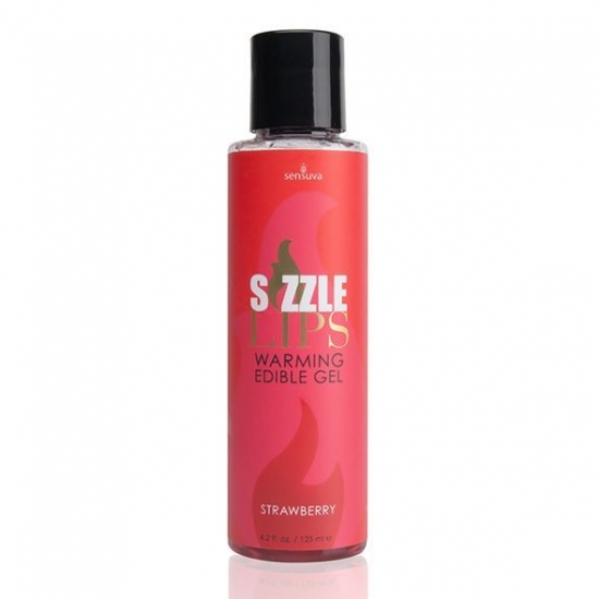 Зігрівальний масажний гель Sensuva Sizzle Lips Strawberry (125 мл), без цукру, їстівний