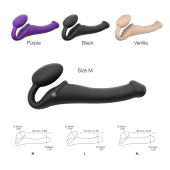 Безремінний страпон з вібрацією Strap-On-Me Vibrating Flesh L, діаметр 3,7 см, пульт ДК, регульовани