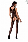Бодістокінг з імітацією панчіх і ажурною вставкою Passion BS072 black