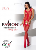 Бодістокінг з імітацією панчіх і ажурною вставкою Passion BS072 red
