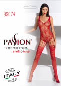 Ажурний бодістокінг з імітацією панчіх Passion BS074 red