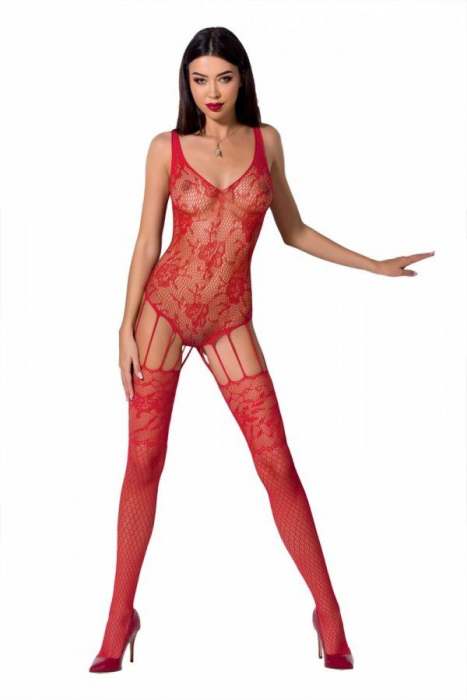 Ажурний бодістокінг з імітацією панчіх Passion BS074 red