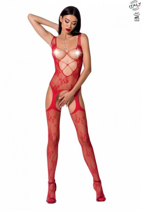 Відвертий бодістокінг з глибоким декольте Passion BS075 red