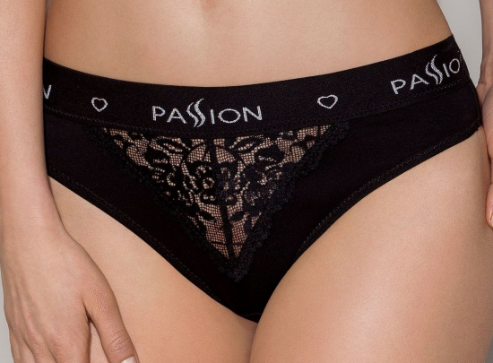 Трусики з широкою гумкою і мереживом Passion PS001 PANTIES M, black