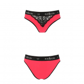 Трусики з широкою резинкою і мереживом Passion PS001 PANTIES XL, red-black