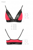 Еластичний топ з мереживом Passion PS001 TOP L, red-black