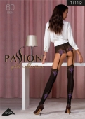 Колготки з ефектом панчіх на підв'язках Passion TI112 3/4 (60/20 den), nero-roso