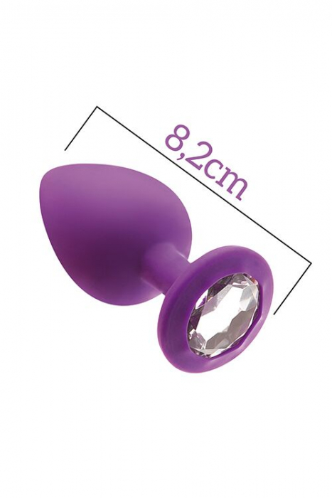 Анальна пробка з кристалом MAI Attraction Toys №48 Purple, довжина 8,2 см, діаметр 3,5 см