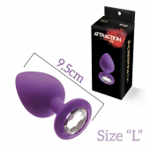 Анальна пробка з кристалом MAI Attraction Toys №49 Purple, довжина 9,5 см, діаметр 4 см