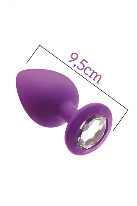 Анальна пробка з кристалом MAI Attraction Toys №49 Purple, довжина 9,5 см, діаметр 4 см
