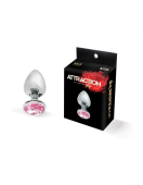 Металева анальна пробка з рожевим кристалом MAI Attraction Toys №73 (м'ята упаковка)