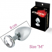 Анальна пробка з кристалом MAI Attraction Toys №73, довжина 8см, діаметр 3 см