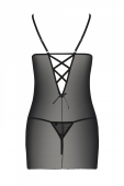 Сорочка з вирізами на грудях, стрінги Passion LOVELIA CHEMISE S/M, black