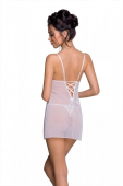 Сорочка з вирізами на грудях, стрінги Passion LOVELIA CHEMISE XXL/XXXL, white