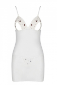 Сорочка з вирізами на грудях, стрінги Passion LOVELIA CHEMISE XXL/XXXL, white