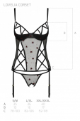 Корсет з підв'язками, стрінги Passion LOVELIA CORSET L/XL, black
