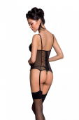 Корсет з підв'язками, стрінги Passion LOVELIA CORSET XXL/XXXL, black