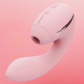 Вакуумний вібратор KISSTOY Tina Mini Pink, вагінально-кліторальний