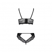 Комплект з еко-шкіри та мережива Passion LOONA SET XXL/XXXL, black, бра і трусики