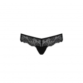 Мереживні трусики-танга з атласним бантиком Passion NAJA THONG XXL/XXXL, black