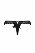 Мереживні трусики-танга з атласним бантиком Passion NAJA THONG XXL/XXXL, black